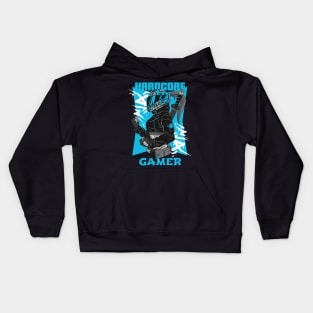 Hardcore Gamer Blue Ninja Kids Hoodie